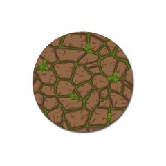 Cartoon Brown Stone Grass Seamless Background Texture Pattern Magnet 3  (round)