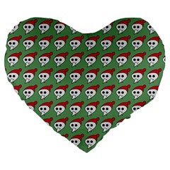 Comic Head Skull - Hat Red - Cartoon Skull Large 19  Premium Flano Heart Shape Cushions by DinzDas