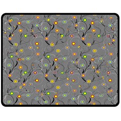 Abstract Flowers And Circle Fleece Blanket (medium)  by DinzDas
