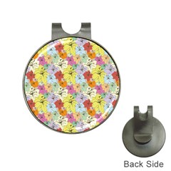 Abstract Flowers And Circle Hat Clips With Golf Markers by DinzDas