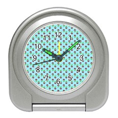 Headphones Girl Aqua Travel Alarm Clock by snowwhitegirl