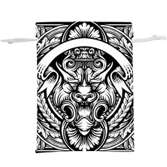 Tiger Illustration Vintage Border Frame Engraving With Retro Ornament Pattern Antique Rococo Style  Lightweight Drawstring Pouch (xl) by Amaryn4rt