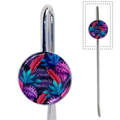 Background With Violet Blue Tropical Leaves Book Mark by Amaryn4rt