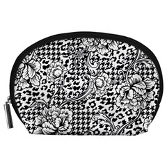 Vector-eclectic-fabric-seamless-pattern-animal-and-plaid-background-with-baroque-ornament Accessory Pouch (large) by Sobalvarro