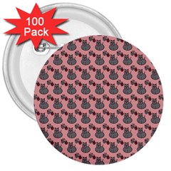 Cats 3  Buttons (100 Pack) 