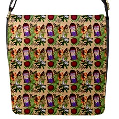 Purple Glasses Girl Pattern Peach Flap Closure Messenger Bag (s)