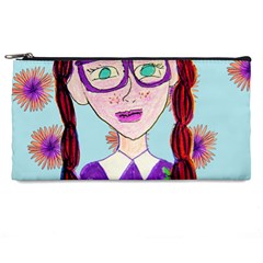 Purple Glasses Girl Wall Pencil Case by snowwhitegirl