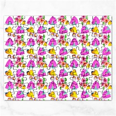 Girl With Hood Cape Heart Lemon Pattern White Rectangular Jigsaw Puzzl by snowwhitegirl