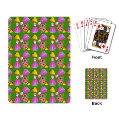 Girl With Hood Cape Heart Lemon Pattern Green Playing Cards Single Design (rectangle) by snowwhitegirl
