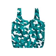 Teal And White Camouflage Pattern Full Print Recycle Bag (s)