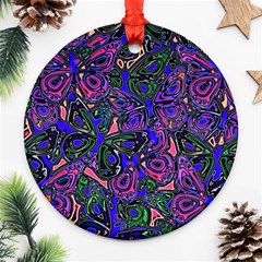 Purple Abstract Butterfly Pattern Ornament (round) by SpinnyChairDesigns