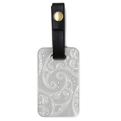 White Abstract Paisley Pattern Luggage Tag (one Side) by SpinnyChairDesigns