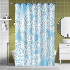 Light Blue And White Abstract Paisley Shower Curtain 48  X 72  (small)  by SpinnyChairDesigns