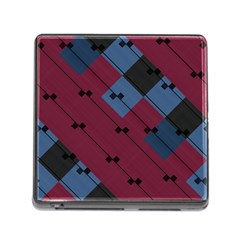 Burgundy Black Blue Abstract Check Pattern Memory Card Reader (square 5 Slot) by SpinnyChairDesigns