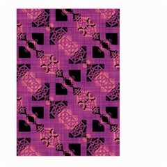 Fuchsia Black Abstract Checkered Stripes  Large Garden Flag (two Sides) by SpinnyChairDesigns