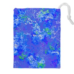Bright Blue Paint Splatters Drawstring Pouch (4xl) by SpinnyChairDesigns