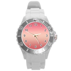 Pink Blush Gradient Ombre Colors Round Plastic Sport Watch (l) by SpinnyChairDesigns