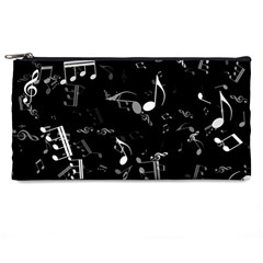 Black And White Music Notes Pencil Case by SpinnyChairDesigns