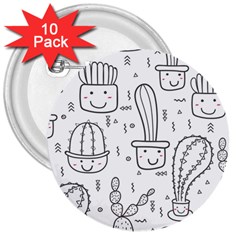 Cactus 3  Buttons (10 Pack)  by Sobalvarro