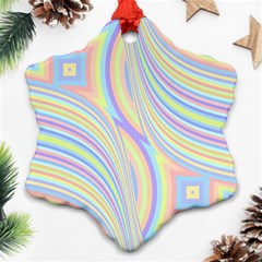 Pastel Color Stripes  Snowflake Ornament (two Sides) by SpinnyChairDesigns