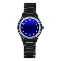 Cobalt Blue Gradient Ombre Color Stainless Steel Round Watch by SpinnyChairDesigns