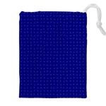 Navy Blue Color Polka Dots Drawstring Pouch (4XL) Front