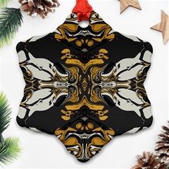 Boho Black Gold Color Snowflake Ornament (two Sides) by SpinnyChairDesigns
