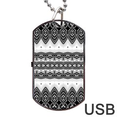 Boho Black And White  Dog Tag Usb Flash (two Sides) by SpinnyChairDesigns