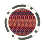 Boho Light Brown Blue Pattern Poker Chip Card Guard Back