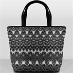 Boho Black and White Pattern Bucket Bag Front