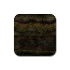 Army Green Grunge Texture Rubber Square Coaster (4 Pack)  by SpinnyChairDesigns