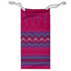 Magenta Blue Stripes Jewelry Bag by SpinnyChairDesigns
