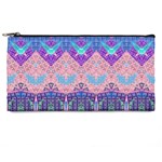 Boho Patchwork Violet Pink Green Pencil Case Front