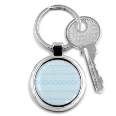 Boho Baby Blue Pattern Key Chain (round) by SpinnyChairDesigns