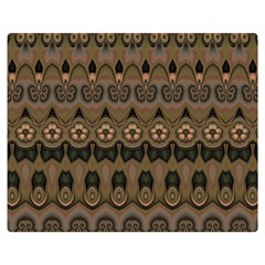 Boho Green Brown Pattern Double Sided Flano Blanket (medium)  by SpinnyChairDesigns