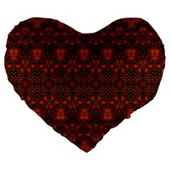 Boho Dark Red Floral Large 19  Premium Heart Shape Cushions by SpinnyChairDesigns