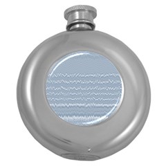 Boho Faded Blue Stripes Round Hip Flask (5 Oz) by SpinnyChairDesigns