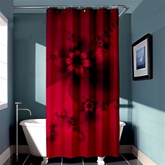 Scarlet Red Floral Print Shower Curtain 36  X 72  (stall)  by SpinnyChairDesigns
