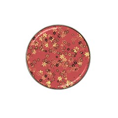 Gold And Rust Floral Print Hat Clip Ball Marker (4 Pack) by SpinnyChairDesigns