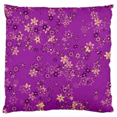 Gold Purple Floral Print Standard Flano Cushion Case (one Side) by SpinnyChairDesigns
