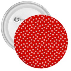 Red White Floral Print 3  Buttons by SpinnyChairDesigns