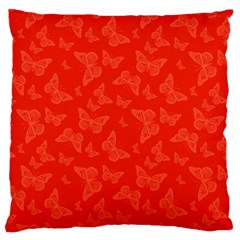 Vermilion Red Butterfly Print Standard Flano Cushion Case (one Side) by SpinnyChairDesigns
