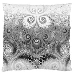 Black And White Spirals Large Flano Cushion Case (one Side) by SpinnyChairDesigns