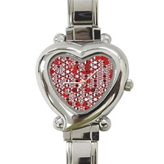 Red Black Checkered Heart Italian Charm Watch by SpinnyChairDesigns