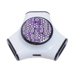 Purple Black Checkered 3-port Usb Hub by SpinnyChairDesigns