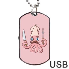 Squid Chef Cartoon Dog Tag Usb Flash (one Side)