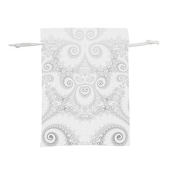 Wedding White Swirls Spirals Lightweight Drawstring Pouch (l) by SpinnyChairDesigns