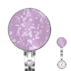Lavender And White Flowers Stainless Steel Nurses Watch by SpinnyChairDesigns