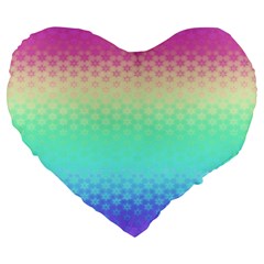 Rainbow Floral Ombre Print Large 19  Premium Heart Shape Cushions by SpinnyChairDesigns