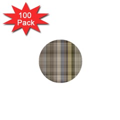Beige Tan Madras Plaid 1  Mini Buttons (100 Pack)  by SpinnyChairDesigns
